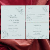 Numéro De Table Élégant Floral Turquoise Mariage