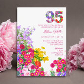 Invitation 95 Ans Elégant Jardin Floral - 95e Anniversaire