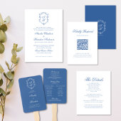 Zee Blue Monogram Crest & Formal Script Kaart