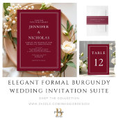 Invitation Élégant moderne Formal Bourgogne Mariage rouge