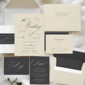 Invitation Ampersand élégant Charbon Beige Charbon Le Mariage