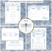 Save The Date Mariage élégant bleu français victorien de style c