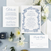 Numéro De Table Elegant French Blue Victorian Floral Wedding