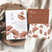 Rustic Terracotta Waterverf Ginkgo Wedding Kaart