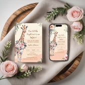 Giraffe Florale rose Safari Baby shower Merci