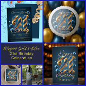 Serviette En Papier Elégant Midnight Blue & Gold rayped 21e anniversai