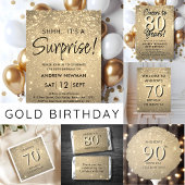 Serviette En Papier Elégant Gold 80e anniversaire