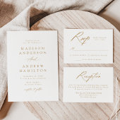 Invitation Elegant Gold All In One QR Code Mariage