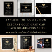 Faire-part Elegant College Black Gold Graduation