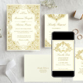 Elegant gouden ivoor lijst bruiloft kaart