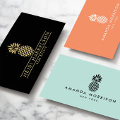 Sticker Carré Logo élégant en ananas doré sur noir