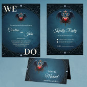 Coeur gothique élégant avec oiseau imaginaire.