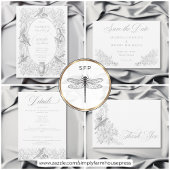 Invitation Elegant Grey Chinoiserie Nature & Oiseaux Mariage