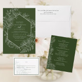 Carte De Placement Élégant Vert simple Mariage floral