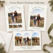 Kerstgroet van botanisch groen ronde sticker