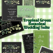 Élégant Programme de Mariage Tropical Vert