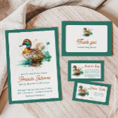 Serviette En Papier Elégant Baby shower de canard de mer vert encadré