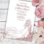 Invitation Rustic Chic Main tiré Couple Mariage Bourgogne