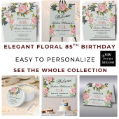 Étiquette de faveur élégante florale 85e anniversa