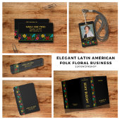 Badge Élégant employé floral latino-américain Folk