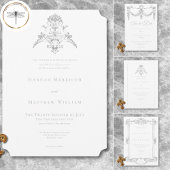 Carte D'accompagnement Élégante Chinoiserie gris clair Cherub Mariage