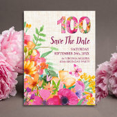 Carte Postale Faire-part 100 Ans Fleurs Floral Lin 100e Anniversaire