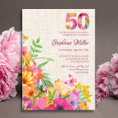 Serviette En Papier Fleurs de 50 ans Lin floral 50e anniversaire