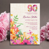 Serviette En Papier Fleurs de 90 ans Lin floral 90e anniversaire