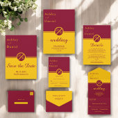 Cartons Réponse Élégant Mariage De Luxe De Monogramme Bourgogne Et