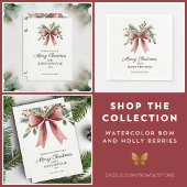 Gobelets En Papier Bow Aquarelle Rouge Simple Élégant Noël Holly