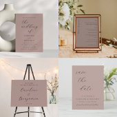 Serviette En Papier Élégant minimaliste Dusty Mauve Mariage de calligr