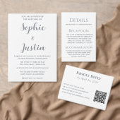 Cartons Réponse Mariage Gris Argent Élégant avec Code QR (Personnalisez la collection de ce créateur indépendant. )