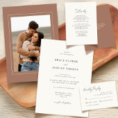 Save The Date Elégant simple Neutre Mocha Mousse Mariage photo