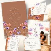 Invitation Rustique Terracotta Boho Fleur sauvage Mocha Maria