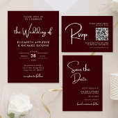 Save The Date Elegant & Modern Burgundy Wedding
