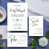 Programme de mariage élégant et moderne noir et bl