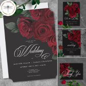 Menu Élégant Moody Blood Red Roses Mariage