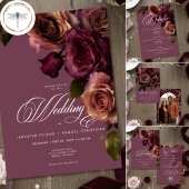 Save The Date Elegant Moody Soft Rust & Burgundy Floral Wedding