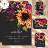 Invitation Élégant Moody Vibrant Sunset Floral Mariage