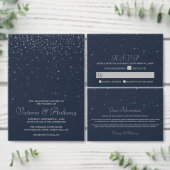 Elegant Navy & Silver Falling Stars Wedding Programma (Personaliseer de collectie van deze zelfstandige maker.)