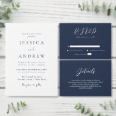 Invitation Elégant Marine bleu & blanc Simple Mariage (Personnalisez la collection de ce créateur indépendant.)