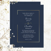 Dark Navy Background Elegant Minimal Wedding Programma