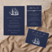 Numéro De Table Mariage Élégant sur un Navire Thème Marin Bleu Nui (Personnalisez la collection de ce créateur indépendant. )