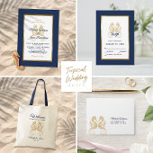 Elegante Navy Blue Gouden Zeepaarden Trouwwebsite Informatiekaartje