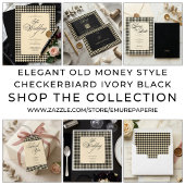 Étiquettes-cadeau Monogramme Élégant Crème Noir Damier