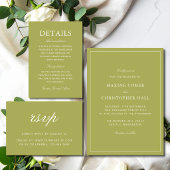 Menu Élégant Mariage Vert Olive Script