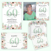 Invitation Photo 60th Birthday Party Pastel Floral