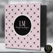 Carnet Pink & Black Bow Monogram Notebook
