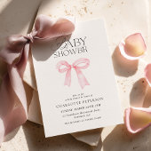 Pink Bow Girl Baby Shower Invitation