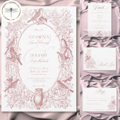 Save The Date Elégant rose Chinoiserie Nature & Oiseaux Mariage